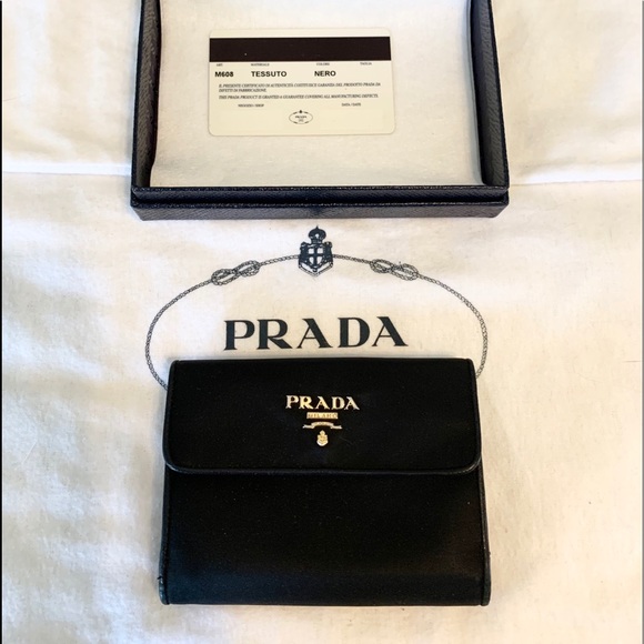 Prada Accessories - PRADA Black Tessuto/Saffiano Accents Wallet